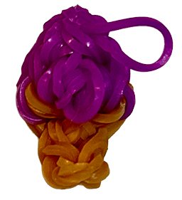 Purple ice cream cone with orange waffle cone