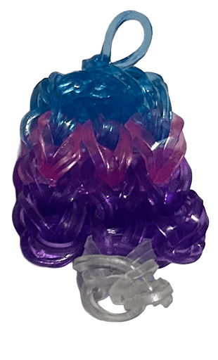 Sample popsicle with blue, pink and purple bands